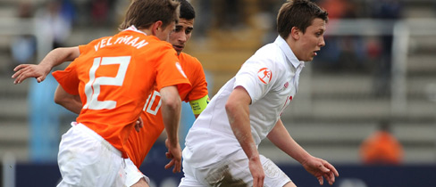 Luke Freeman in action against the Netherlands in England's opening Group B match.